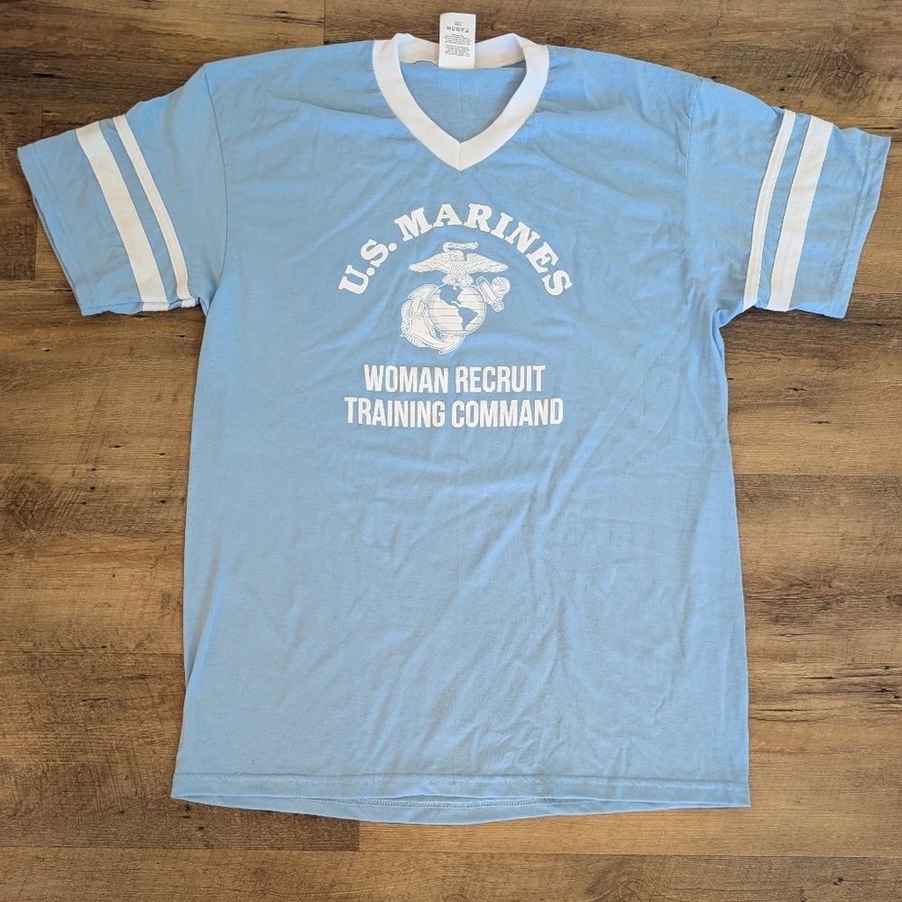 Marine Corps Women Recruit Training Command Blue Stripe Women's Tee